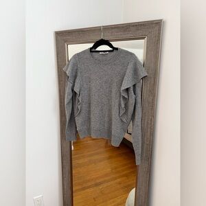 Autumn Cashmere Gray Ruffle Sweater Size Medium